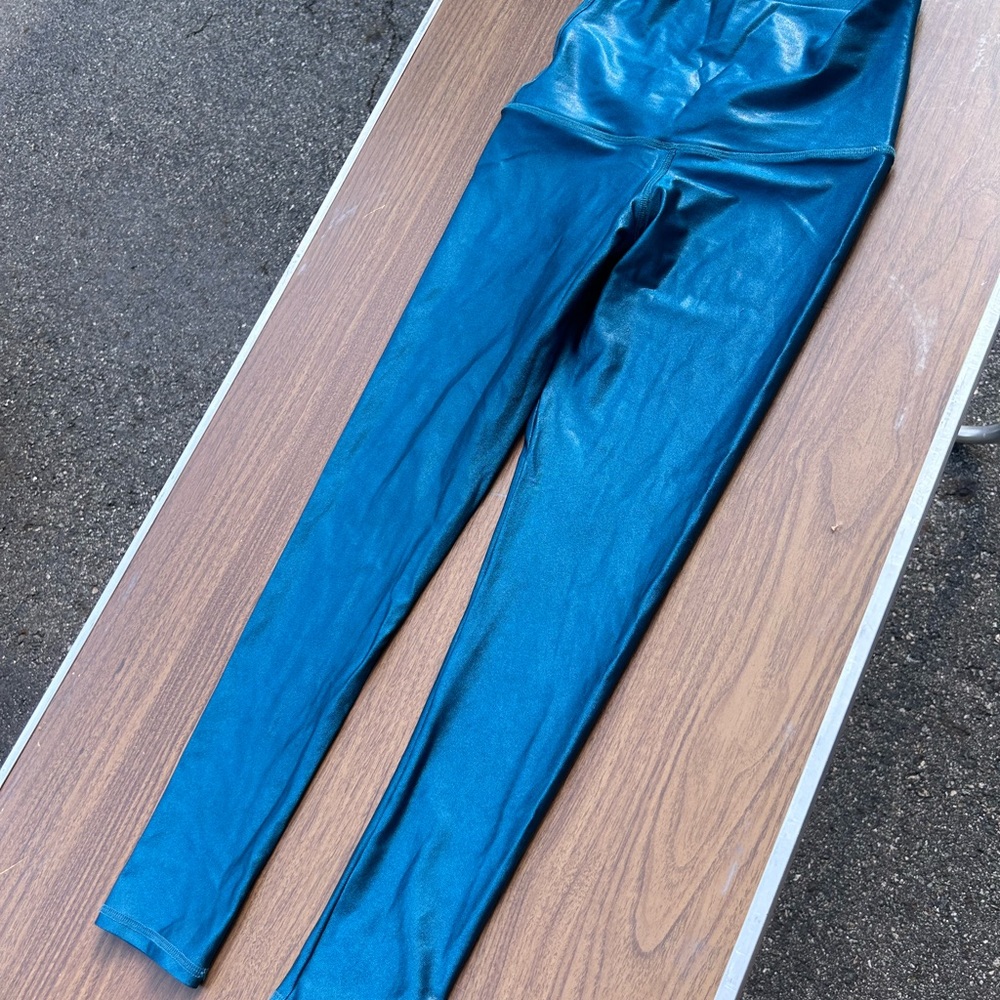 Dark teal shimmer high waist leggings